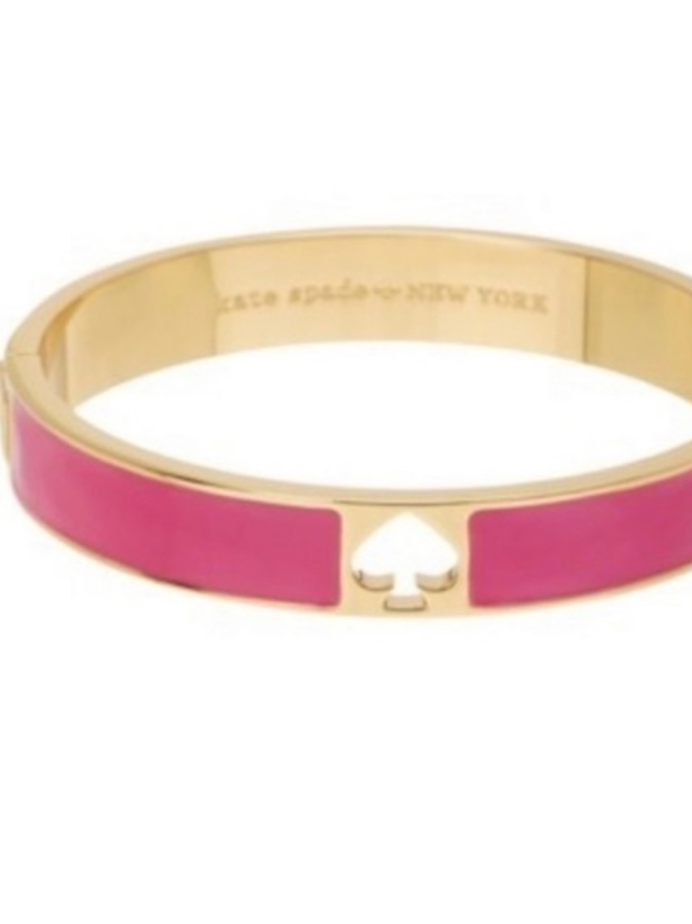 NWT kate spade Pink Hole Punch Enamel Hinged Bangle Bracelet - Picture 5 of 6